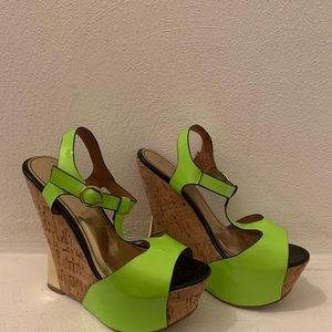 Wedge open toe sandals.